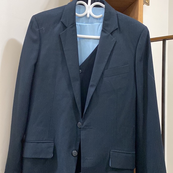 3-piece custom navy suit. - Picture 1 of 6